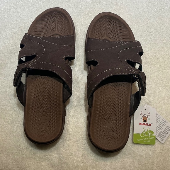 NWT KuaiLu Womens Fashion Orthotic Slides Ladies Lightweight Slide On Size 12 - Picture 1 of 3